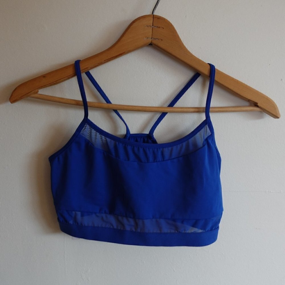 𝅺VICTORIA Sport Bra Mesh Racer Back Blue Thin Strap Small